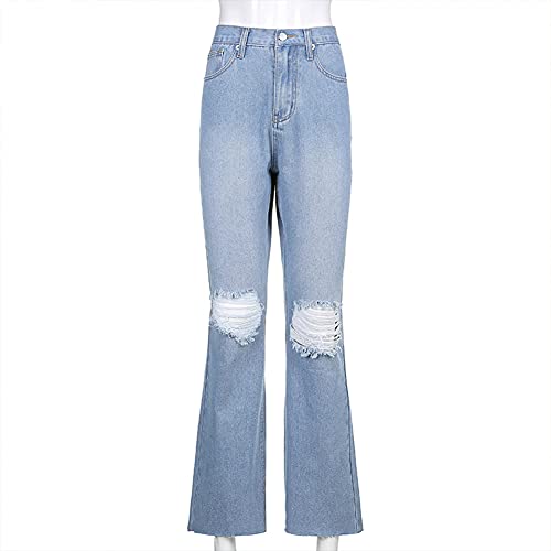 CHICFOR Women’s Zipped High Waist Ripped Flare Denim Pants Jeans Trousers3