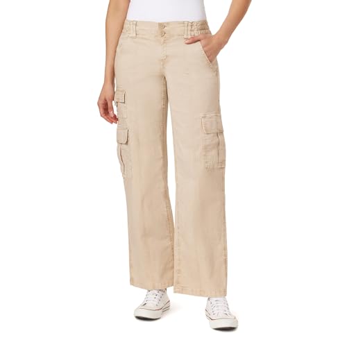 WallFlower Women's Feisty Curvy Low Rise Relaxed Cargo Ripstop Insta Stretch Juniors Pants