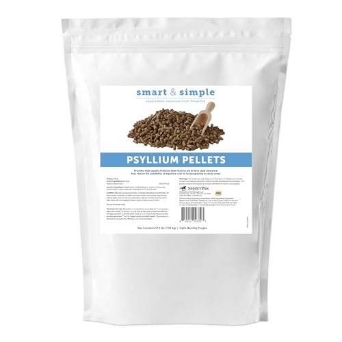 SmartEquine Smart & Simple Psyllium Pellets for Horses | Psyllium Husk Fiber Supplement for Equine Digestive Wellness Support | Apple-Banana Flavored | 8 Monthly Purges | 17.5 lb Bag