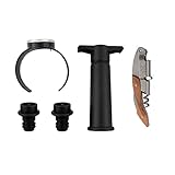 Idéal à offrir en cadeau. Point-Virgule Set 5 pièces pour vin: thermomètre à vin, Couteau de Sommelier, Pompe Vide-air et 2 Bouchons.