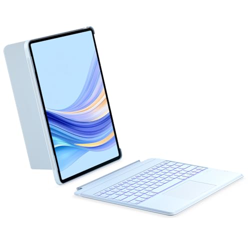 Inateck Keyboard Case for iPad Air 13 inch M3 2025/M2 2024, iPad Pro 12.9 inch 6/5/4/3 Gen, Portrait/Landscape Mode, Magnetic Detachable Keyboard, 7 Color Backlight and Trackpad, QWERTY, KB04118 Blue