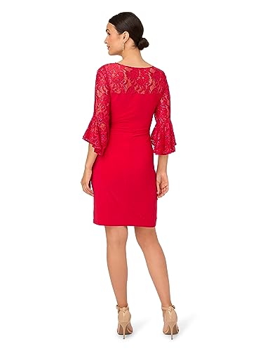 Image of Adrianna Papell Bell Sleeve Stretch Lace and Jersey Cocktail Dress
