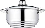 KitchenCraft Food Steamer 3 Tier, Universal 3 Tier Steamer Insert in Gift Box, Stainless Steel, Fits 16, 18 and 2 cm Pans, Silver