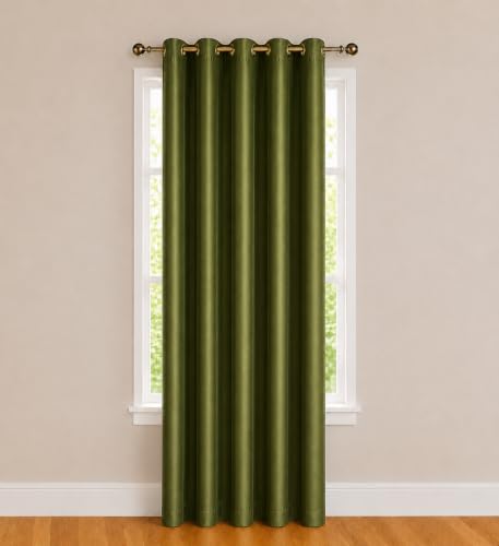 Image of Polyester Eyelet Door Curtain, Solid Plain Light Filtering Curtain for Bedroom, Living Room & Home Office, 7 Feet (84 x 48 Inch), Green, Pack of 1