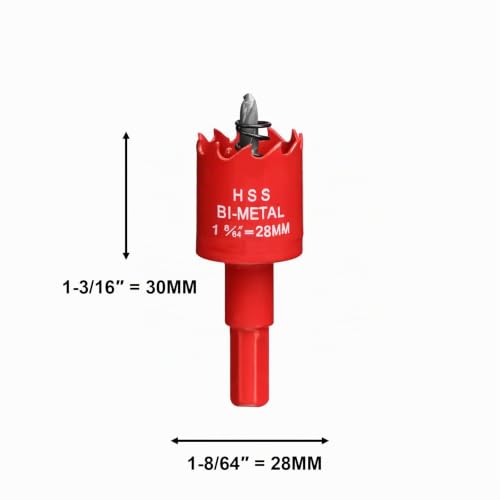 Miniatura 3 de Sierras De Corona 28mm, M42 Hss Bi-Metal Coronas Perforadoras Con Adaptador Y Broca Piloto Profundidad De Corte 30mm, Abridor De Agujero Para Metal Aluminio Madera Pvc Plástico, Rojo