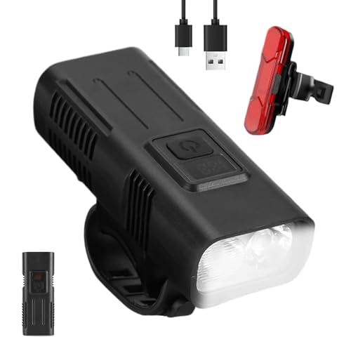 Rechargeable Bike Light,Bright 1200mA Long-Lasting Handlebar Light with 4 Modes - Waterproof Cycling Safety Flashlight, Type-C C
