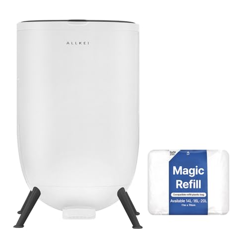 SENSE PICK ALLEKI Plus Odor Control Trash Can, Diaper Pail, Baby Adult Diaper Pet Waste Disposal Trash Bin 21L. (Two-Tone White)
