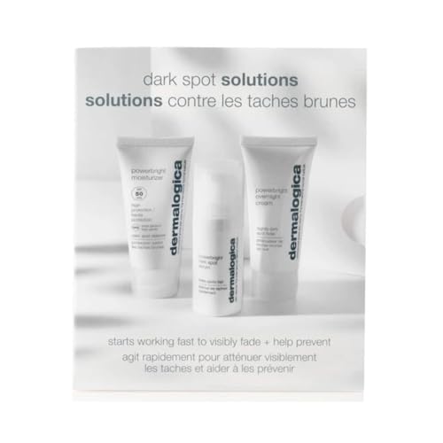 Dermalogica Dark Spot Solutions Kit - Fades & Prevents Dark Spots, PowerBright Dark Spot Serum 10ml, PowerBright Moisturiser SPF50 11ml, PowerBright Overnight Cream 14ml, for All Skin Types