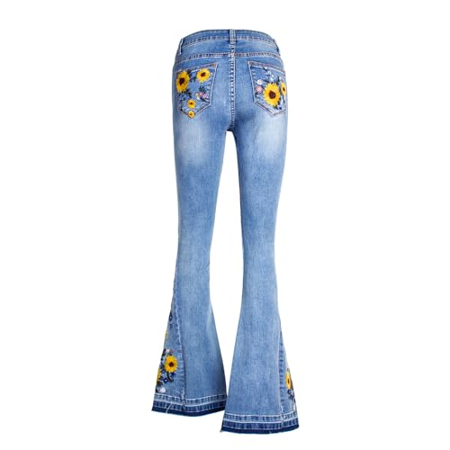 Women's Wide-Leg Denim Pants with a Stylish Floral Embroidered Bell Bottom Flare Jeans3