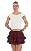 Women's High Waist Elastic Waistband Skort Skirt Casual Fashion Mini Skirt with Liner (Red,Small)