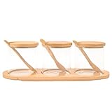 MIATTCLD Condiment Canisters Pots Set, 10oz Clear Glass Seasoning Jar Set, Glass Condiment Jar, Glas