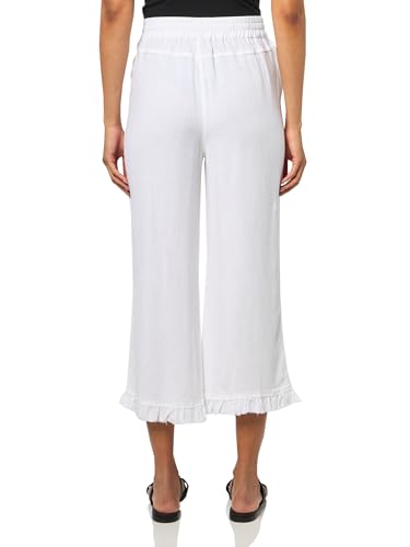 SLIM-SATION Women's Drawstring Elastic Waist Front Pocket Ruffle Hem Crop Pant2