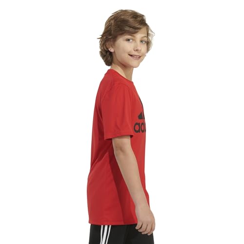 adidas Boys Size Short Sleeve AEROREADY Performance Logo Tee T-Shirt, Scarlet, XL+ (18/20 Plus)4