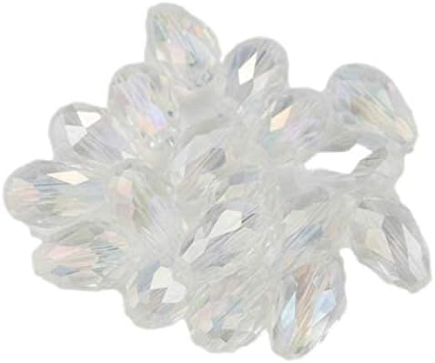 Jewellery findings Accessories Crystal Tear Drop Shape Glass Beads Loose Spacer 6X8MM - White SH