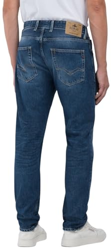 REPLAY Męskie dżinsy Straight Fit Grover, 007 Dark Blue, 31W / 34L