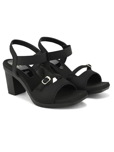 Image of JM LOOKS Women's Block Heel Sandals | Stylish Open Toe Dress Sandals with Double Strap & Buckle Detail | Comfortable Slip-On for Party Prom Date Night