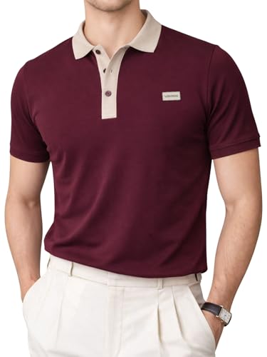 Image of Veirdo Men's Polo T-Shirt Regular Fit, Half Sleeve Contrast Collar Tee, Solid Color Summer Wear, Comfortable Travel, Casual & Office Styling (Sizes S-2XL)