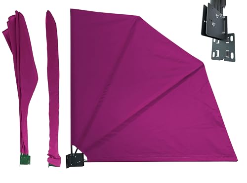QUICK STAR Balkon Sichtschutzfächer, 115 x 115 cm, Beere, mit Wandhalterung und Schutzhülle
