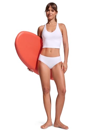 Image of CRZ YOGA Mid Waisted Bikini Bottoms | Mid Cut Leg, Medium Bum Coverage, Full Lining, Swim, Bathing Suit Briefs for Women