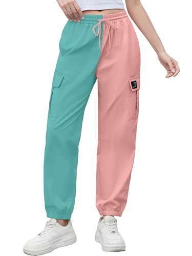 Image of Cromoncent Girls&Womens Cargo Pants Elastic Waist Lightweight Outdoor Jogger Pants, 6 Years - XX-Large