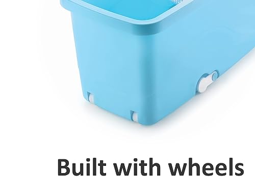 Ganesh Master Steel Quick Spin Mop, Rectangular Plastic Bucket Floor Cleaning Mop with Bucket, Easy in-Built Wheels & Big Bucket, Pocha for Floor Cleaning, Mopping Set (Blue) (Image - 5)