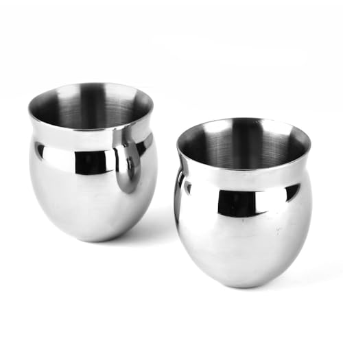 Image of Anything & Everything Stainless Steel Kulhad Cups Set of 2 | Unbreakable Tea & Coffee Glasses | Traditional Design Double Wall Look | Reusable & Durable Drinkware for Home, Office & Travel (Silver)