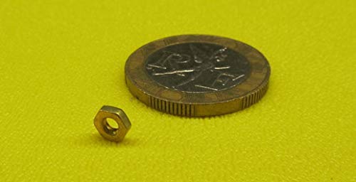 Brass Hex Nuts RH 2-64 Thread x 3/16 W x 1/16 H 200 Pcs