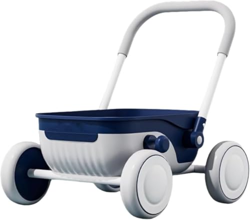 Fiegcit 転倒防止ベビーカー、幼児、歩行器、子供用おもちゃのスクーターに最適、実用的歩行器兼ベビーカー 多機能 1〜2歳児向け 1歳誕生日プレゼント 歩行補助 幼児用手押し玩具車 (ブルー,音楽ライトなし)