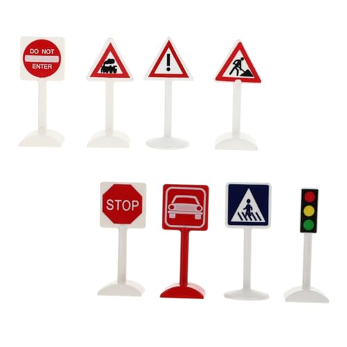 Hohopeti 8pcs Traffic Sign Educational Road Sign Decor for Sand Table Play Fun Learning for Childrens Imagination and Safety Awareness