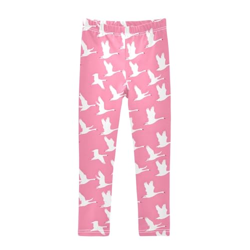 senya Girls Printed Leggings Yoga Pants White Flying Geese Pattern for Kids in 4t to 10 Years, 4T
