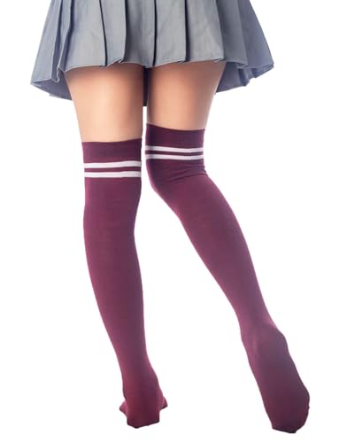 Image of iB-iP Women's Football Style Stripes Sports Thigh High Long Socks