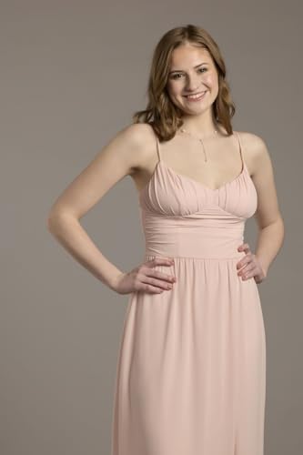 David's Bridal Chiffon Spaghetti Strap A-Line Dress with Slit3