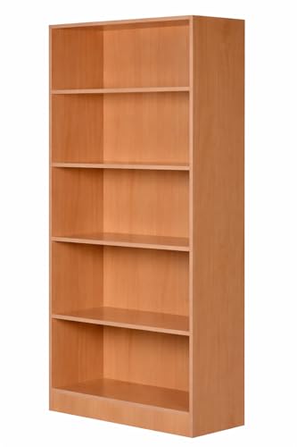 Image of DeckUp Muvo 5-Shelf Engineered Wood Book Shelf and Display Unit (Bavarian Beech, Matte Finish)