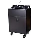 Premier Portable Sink Hand Wash Station, Single Basin Hand Washing Station, Freestanding Portable Sink with Hot Water, Black Handwashing Stations, For Commercial, Outdoor, Food Trucks & Concession