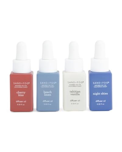 Image of Sand + Fog Diffuser Oils Gift Set, 4 Pack, 0.33 fl oz Each (Cherry, Linen, Vanilla, Night Skies)