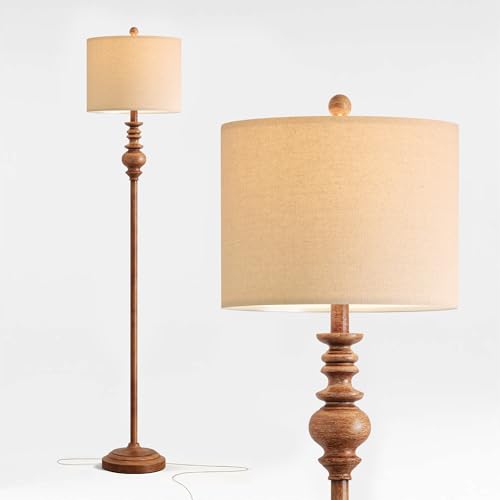 Image of BOBOMOMO 64.25 inch Rustic Floor Lamp for Living Room, Tall Antique Brown Standing Lamp with Rotary Switch, Vintage Reading Lamp for Bedroom, Office & Study, Farmhouse Home Decor Corner Lamp