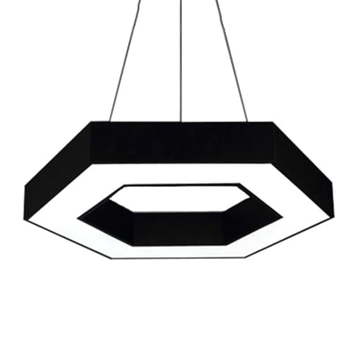 Suspension LED Noire Éclairage de Plafond Hexagonal 36W Réglable 120cm