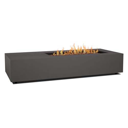 Image of Real Flame Aegean 72in Rectangle Propane or Natural Gas Fire Pit Table, 65,000 BTU, Powder-Coated Steel, Push-Button Ignition, CSA Certified, Stainless Steel Burner with Lid (Weathered Slate)