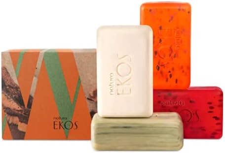 Natura - Linha Ekos - Sabonetes em Barra Puro Vegetal Cremosos Andiroba e Castanha e Esfoliantes Buriti e Pitanga (4 x 100 Gr) - (Vegetable Bar Soap Set 2 Creamy and 2 Exfoliant (4 x Net 3.17 Oz))