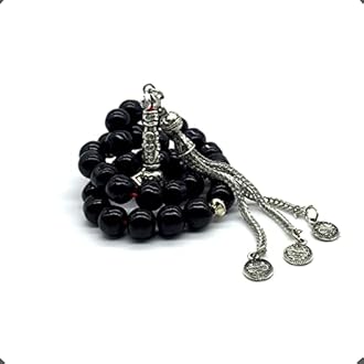 Shiny Black Glass Prayer Beads, Worry Beads, Tesbih, Tasbih, Tasbeeh, Misbaha, Masbaha, Subha, Sebha, Rosary (8 mm 33 Beads)