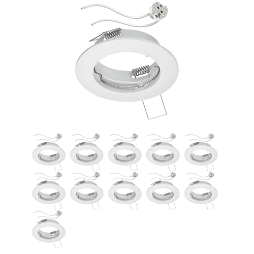 ledscom.de 12 cornici da incasso a soffitto FERE cornice da incasso bianca opaca (LED/alogena/MR16/50mm) incl. presa GU5.3