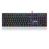 Teclado retroiluminado LED RGB; el teclado K509 Redragon RGB LED es un teclado retroiluminado con 6 modos de retroiluminación diferentes, múltiples colores, 4 niveles de brillo de retroiluminación y velocidad de respiración ajustable, la iluminación se puede apagar completamente.