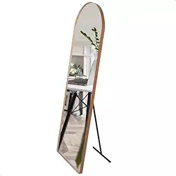 Espelho Decorativo Vitral com Suporte de Chão Estilo Moderno para Sala Quarto ou Hall – 150x50cm (Caramelo)