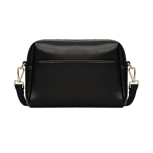 Triple Zip Crossbody Bag for Women - Vegan Leather Camera Purse with Detachable Strap & Organizer Pockets for Travel