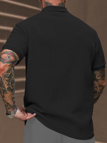 Image of GRECIILOOKS Textured Polo T-Shirt for Men | Premium Jacquard Collared Cotton Blend Polo | Smart Casual & Formal t Shirt for Men | Stylish t Shirt for Mens for Office, Party & Everyday
