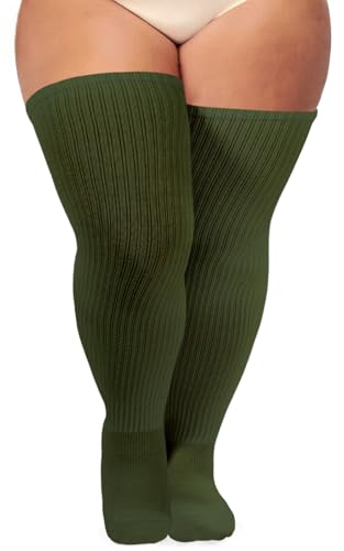 Image of Plus Size Thigh High Socks for Women Thick Thighs Cotton Knit Extra Long Over the Knee Leg Warmer