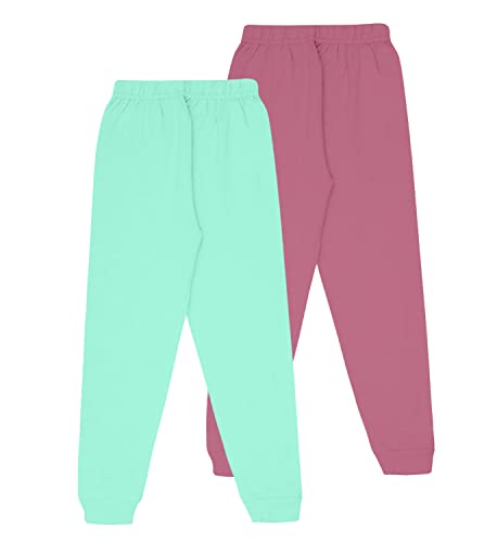 Image of KYDA KIDS Girls 100% Cotton Printed Track Pants with Pocket - Multicolor (Pack of 2)