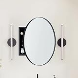 EGHOME Surface Mount Black Round Circle Bathroom Medicine Cabinet with Mirror Circlular Shaped Stainless Steel Metal Framed Medicine Cabinets Bathroom Cabinet with Mirror 24'' Diameter