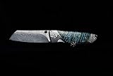 DELLINGER Angriperen RWL34 nóż kieszonkowy ze stali damasceńskiej i nóż składany ze stali damasceńskiej i outdoorowy nóż ze stali damasceńskiej Folder Knife 8 cm ostrze