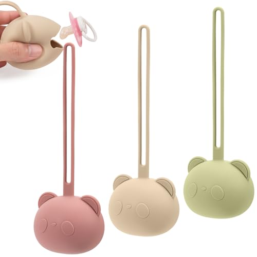 Zouwel 3 cajas para chupetes de silicona, para viajes, portátil, a prueba de polvo, sin BPA (A)